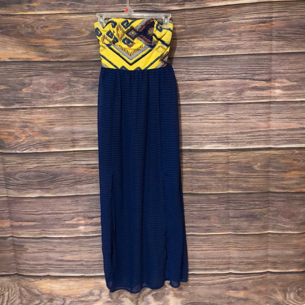 African print strapless dress